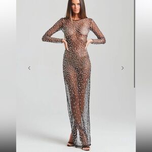 Retrofete Black Crystal Sequin Vinci Gown XXS